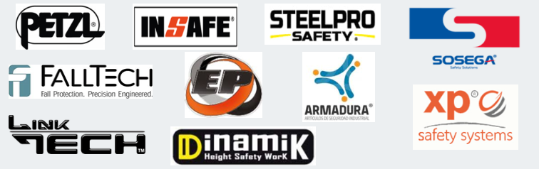 Petzl, InSafe, Steelpro Safety, Sosega, FallTech, EP, Armadura, XPO Safety Systems, Link Tech y DinamiK